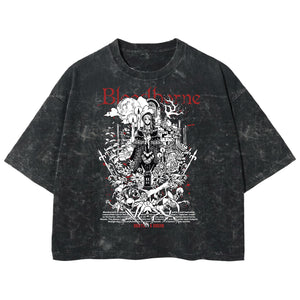 Playera streetwear premium de anime y gaming ExtraLife MX, corte boxy deluxe mineral wash heavyweight en color Acid Wash, moda urbana mexicana de culto.