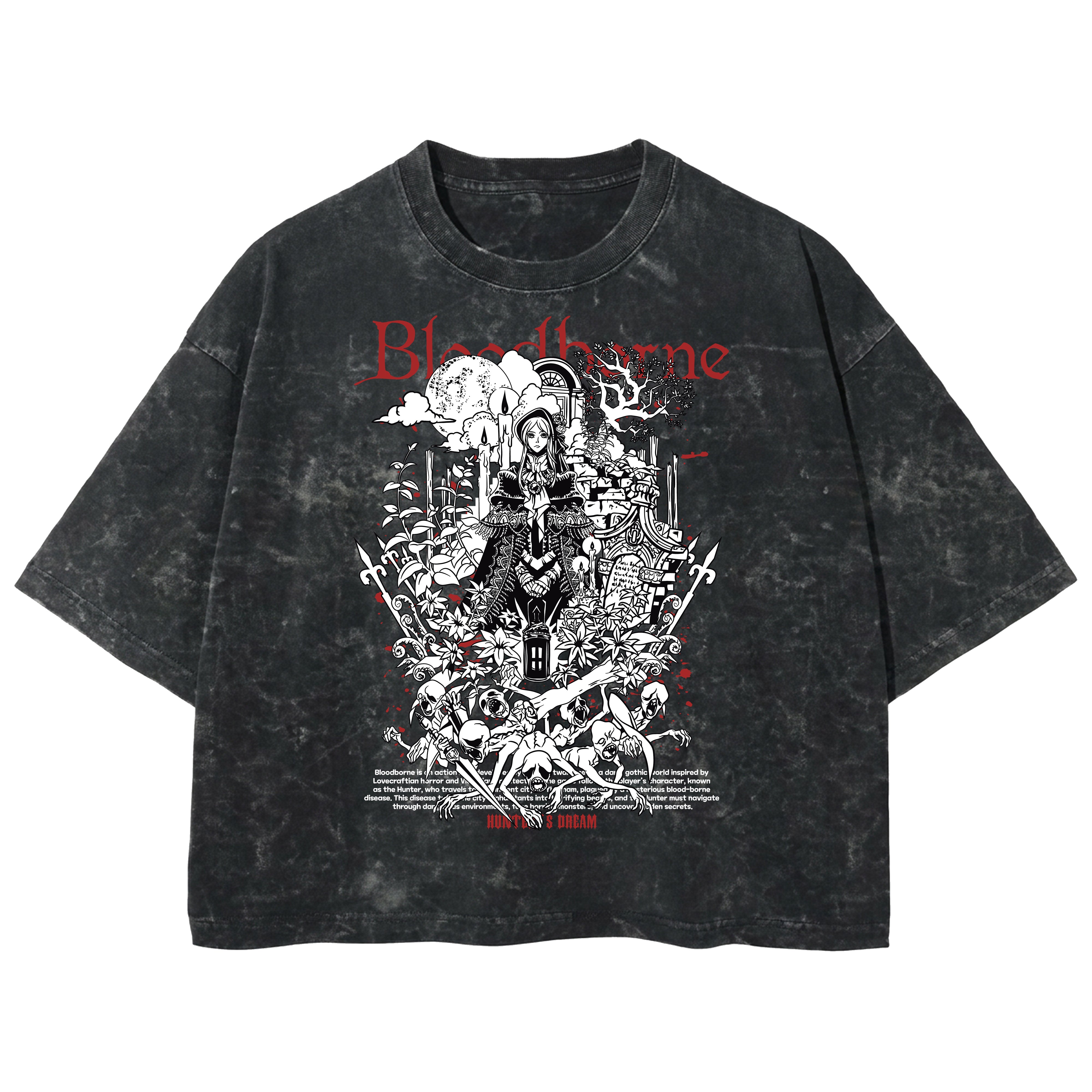 Playera streetwear premium de anime y gaming ExtraLife MX, corte boxy deluxe mineral wash heavyweight en color Acid Wash, moda urbana mexicana de culto.