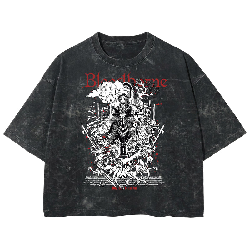 Playera streetwear premium de anime y gaming ExtraLife MX, corte boxy deluxe mineral wash heavyweight en color Acid Wash, moda urbana mexicana de culto.