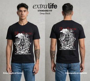 La Hoguera Eterna | El Hunter del Bien #00300 - Playera Standard Fit | Deep Black - Foto en modelo