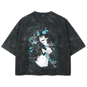Playera streetwear premium de anime y gaming ExtraLife MX, corte boxy deluxe mineral wash heavyweight en color Acid Wash, moda urbana mexicana de culto.