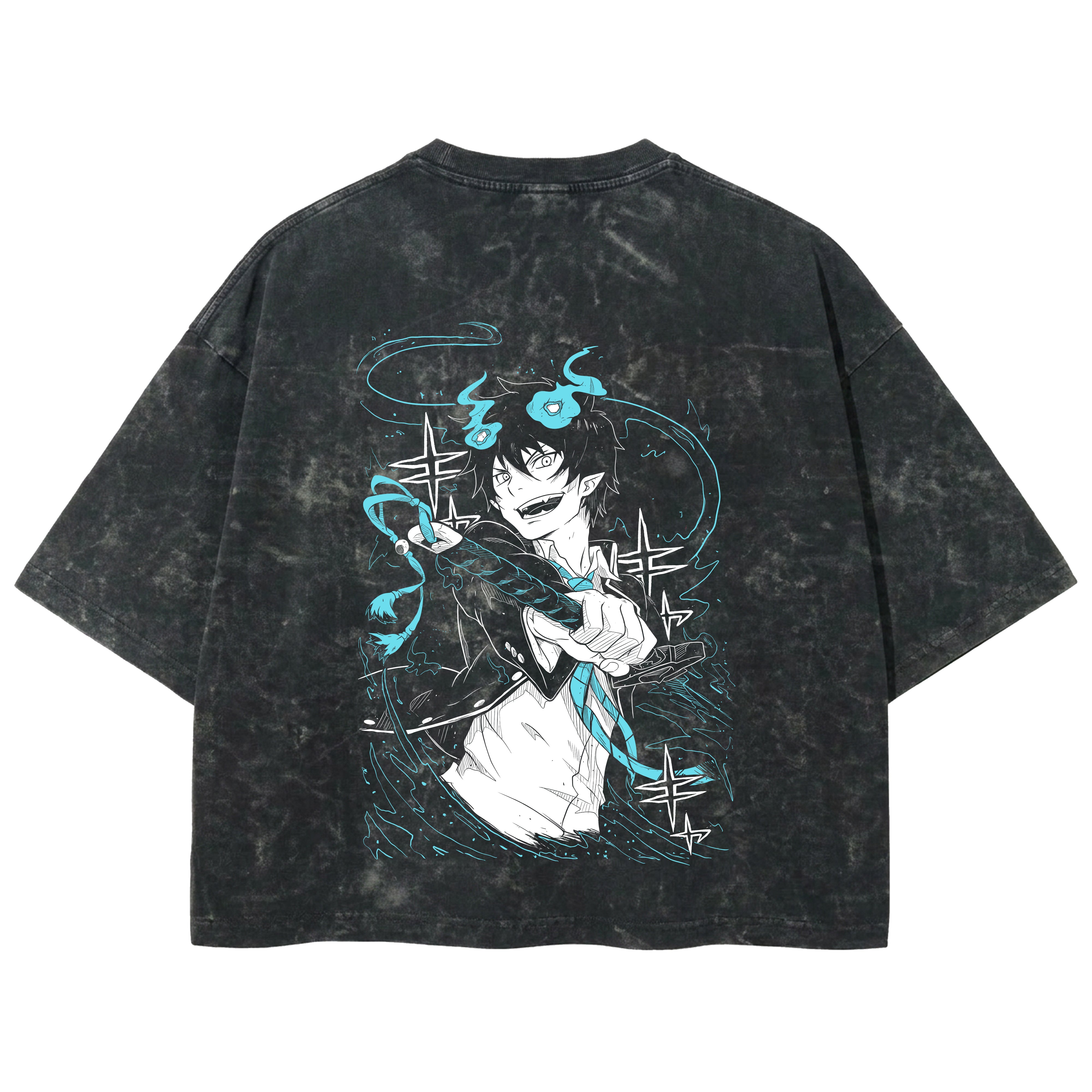Playera streetwear premium de anime y gaming ExtraLife MX, corte boxy deluxe mineral wash heavyweight en color Acid Wash, moda urbana mexicana de culto.