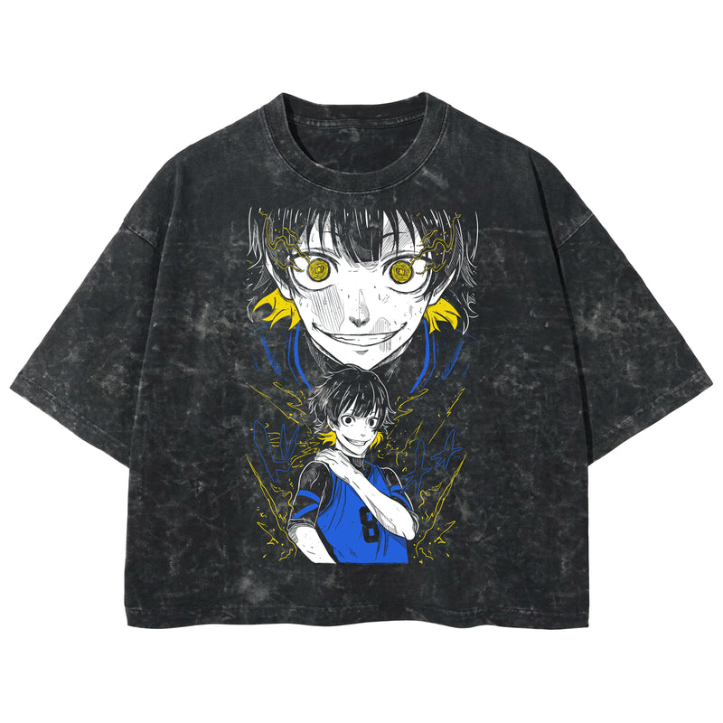 Playera streetwear premium de anime y gaming ExtraLife MX, corte boxy deluxe mineral wash heavyweight en color Acid Wash, moda urbana mexicana de culto.
