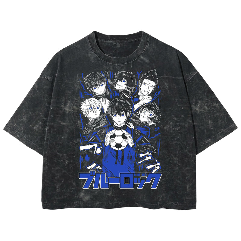 Playera streetwear premium de anime y gaming ExtraLife MX, corte boxy deluxe mineral wash heavyweight en color Acid Wash, moda urbana mexicana de culto.