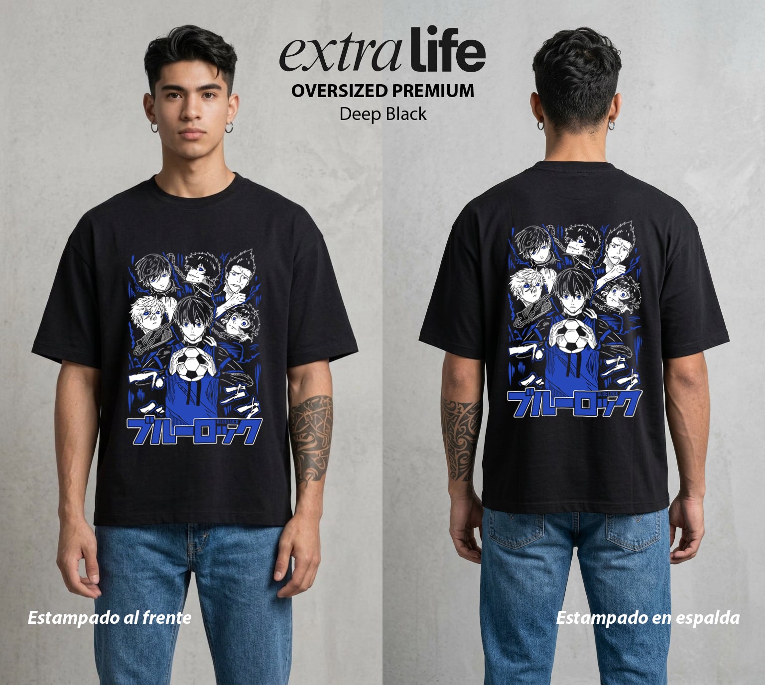 La Prision del Gol | Los Heroes del Futuro #00304 - Playera Oversized Premium | Deep Black - Foto en modelo