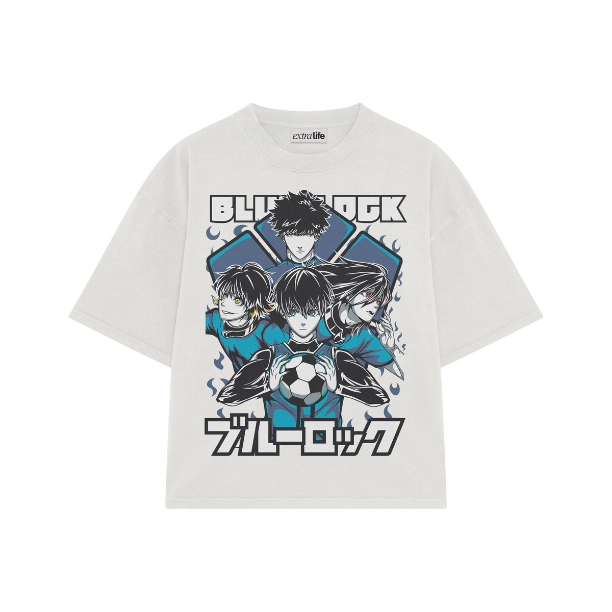 Playera streetwear premium de anime y gaming ExtraLife MX, corte oversized drop shoulder ligero y fresco en color Deep Black y Off-White, moda urbana mexicana de culto.
