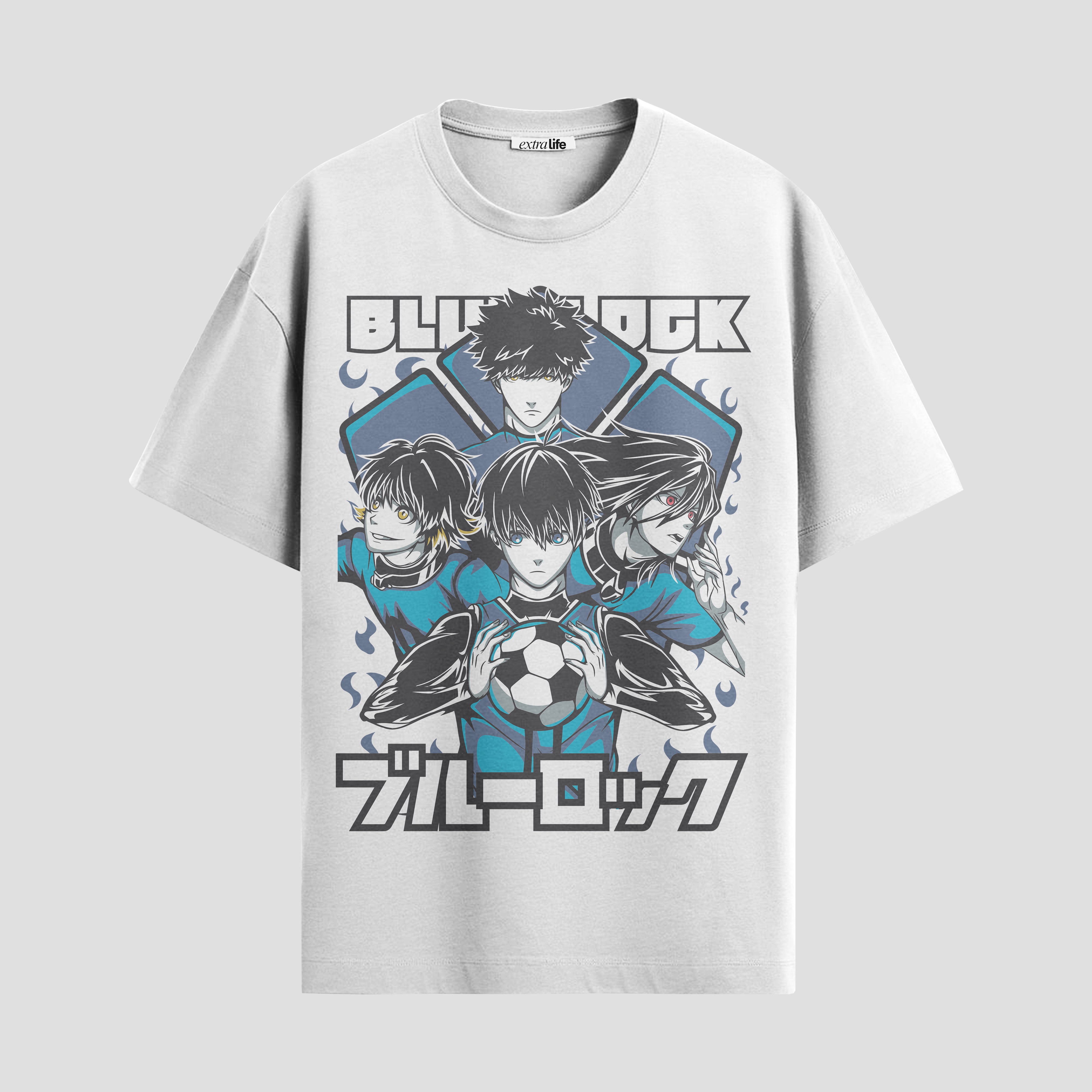 Playera urbana de anime y gaming ExtraLife MX, corte Standard Fit unisex ligero y transpirable en color Deep Black y Pure White, ropa de uso diario para gym y casual.