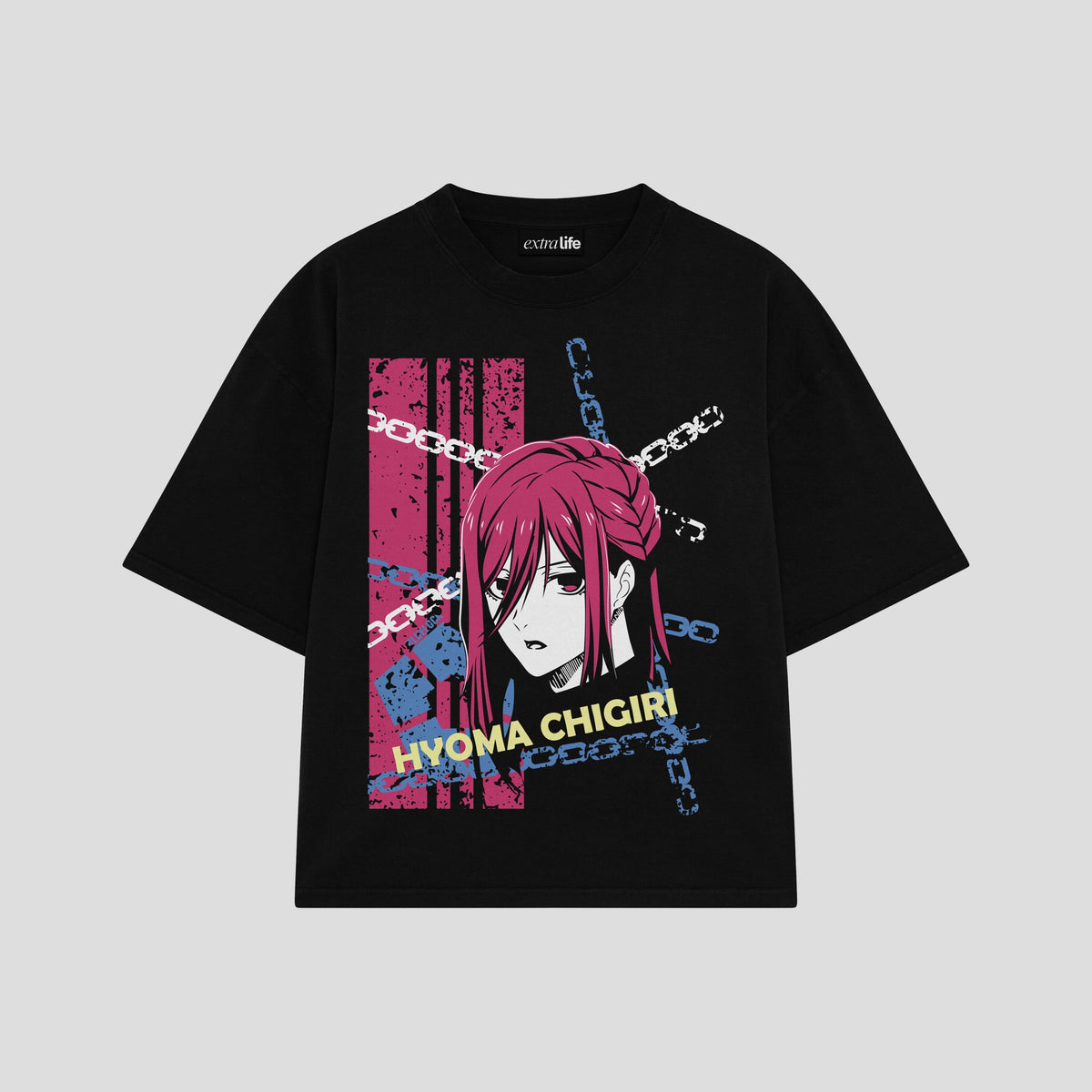 Playera streetwear premium de anime y gaming ExtraLife MX, corte oversized drop shoulder ligero y fresco en color Deep Black y Off-White, moda urbana mexicana de culto.