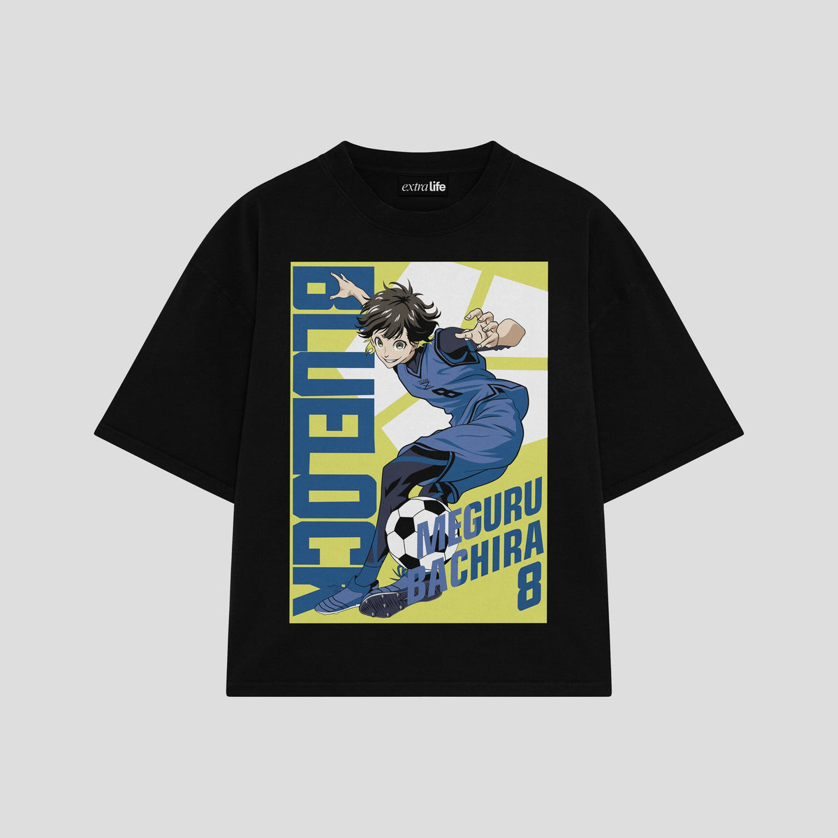 Playera streetwear premium de anime y gaming ExtraLife MX, corte oversized drop shoulder ligero y fresco en color Deep Black y Off-White, moda urbana mexicana de culto.