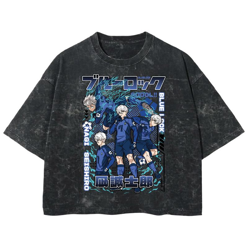 Playera streetwear premium de anime y gaming ExtraLife MX, corte boxy deluxe mineral wash heavyweight en color Acid Wash, moda urbana mexicana de culto.