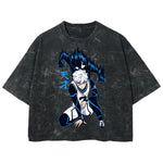 Playera streetwear premium de anime y gaming ExtraLife MX, corte boxy deluxe mineral wash heavyweight en color Acid Wash, moda urbana mexicana de culto.