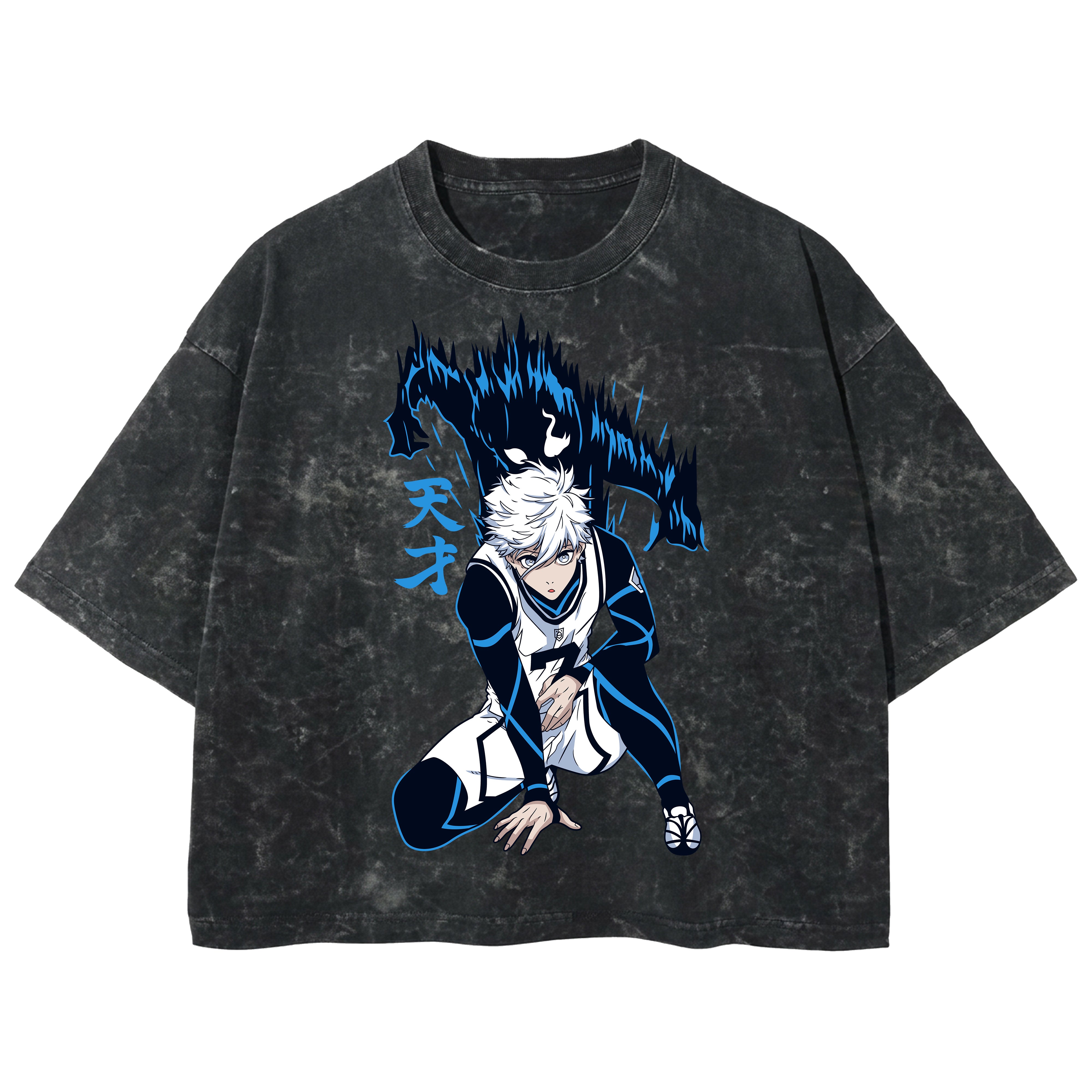 Playera streetwear premium de anime y gaming ExtraLife MX, corte boxy deluxe mineral wash heavyweight en color Acid Wash, moda urbana mexicana de culto.