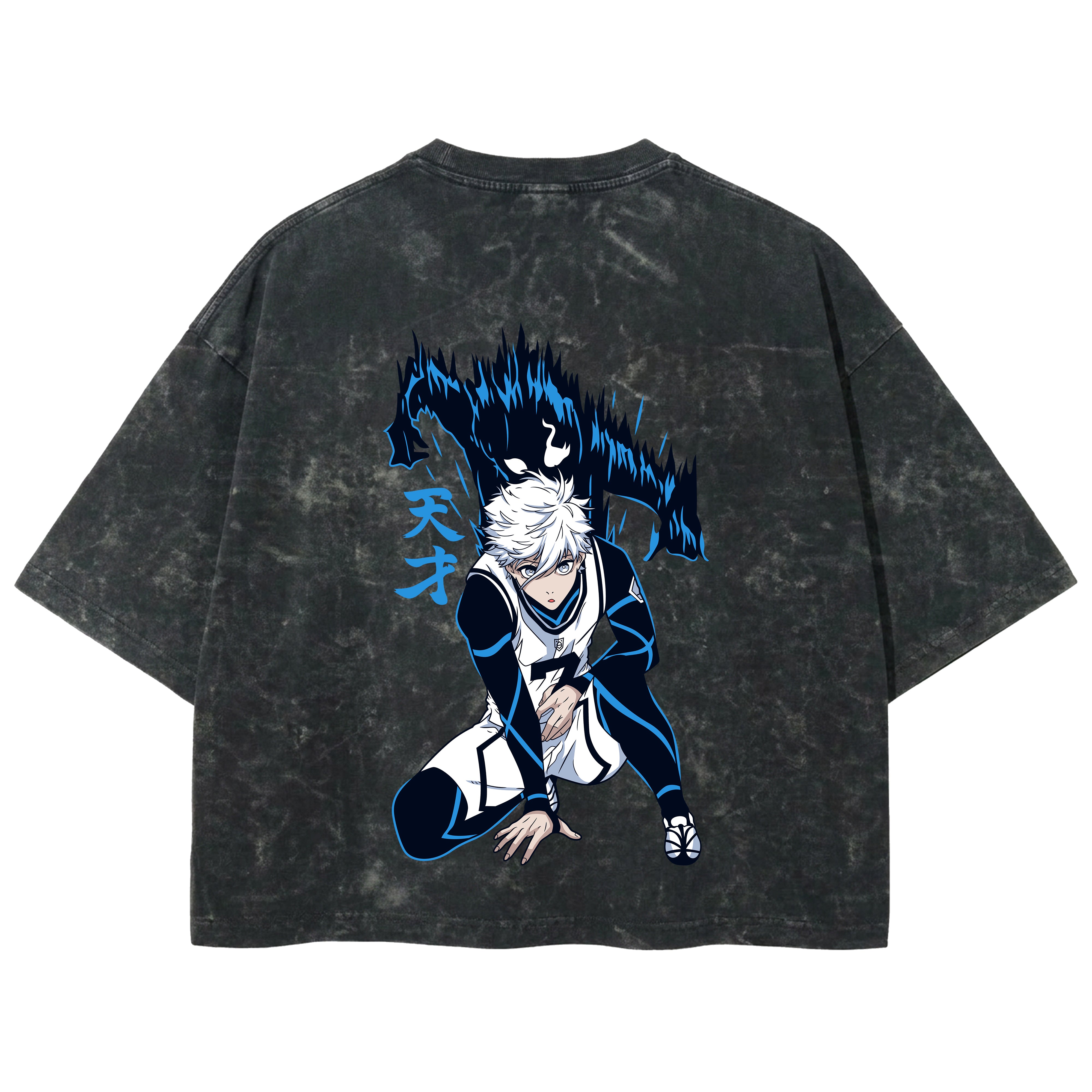 Playera streetwear premium de anime y gaming ExtraLife MX, corte boxy deluxe mineral wash heavyweight en color Acid Wash, moda urbana mexicana de culto.