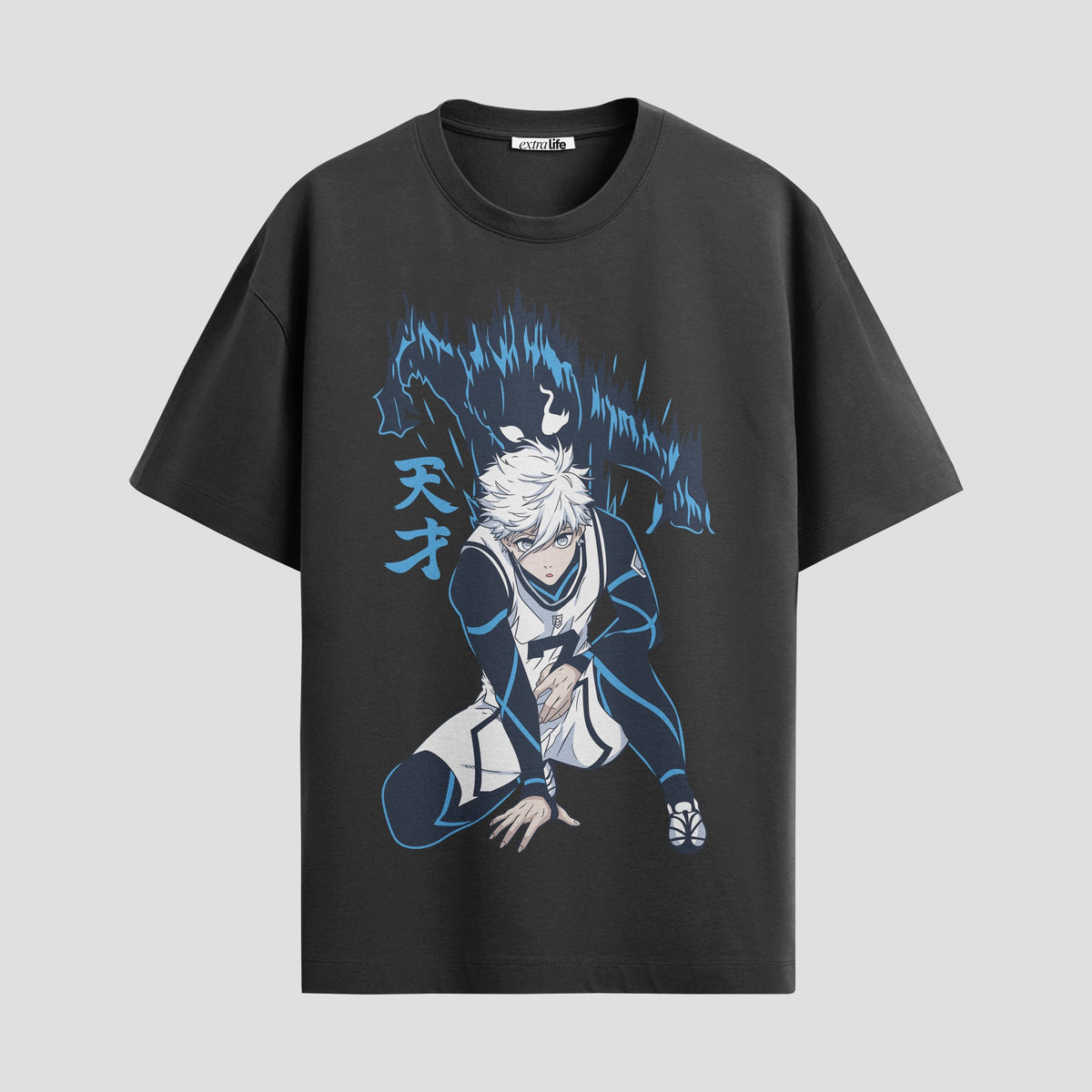 Playera urbana de anime y gaming ExtraLife MX, corte Classic Premium unisex ligero y transpirable en color Deep Black y Pure White, ropa de uso diario para gym y casual.