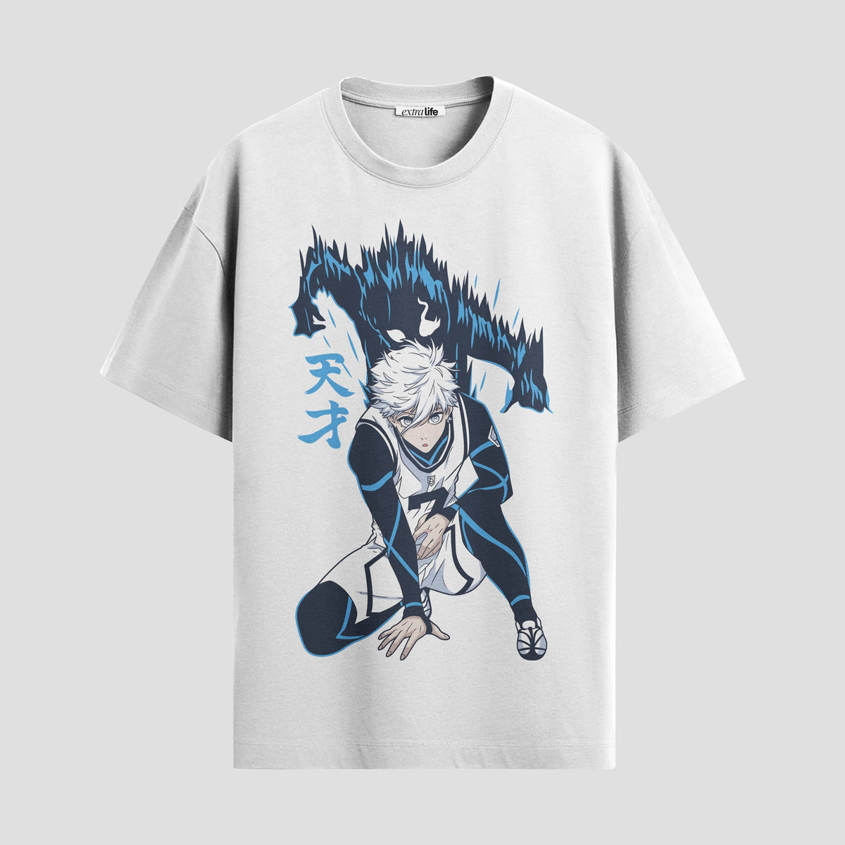 Playera urbana de anime y gaming ExtraLife MX, corte Classic Premium unisex ligero y transpirable en color Deep Black y Pure White, ropa de uso diario para gym y casual.