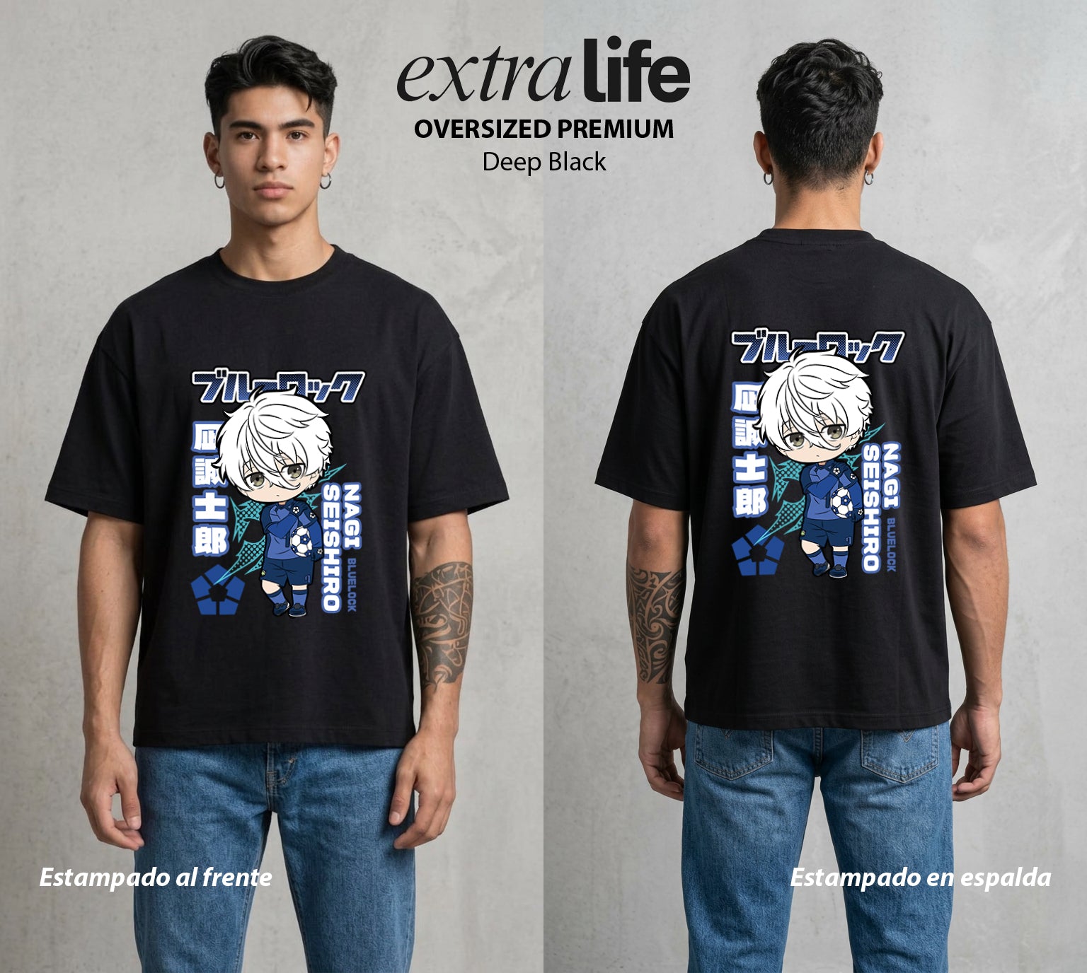 La Prision del Gol | El Genio sin Esfuerzo #00314 - Playera Oversized Premium | Deep Black - Foto en modelo