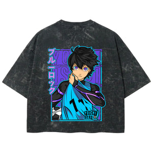 Playera streetwear premium de anime y gaming ExtraLife MX, corte boxy deluxe mineral wash heavyweight en color Acid Wash, moda urbana mexicana de culto.