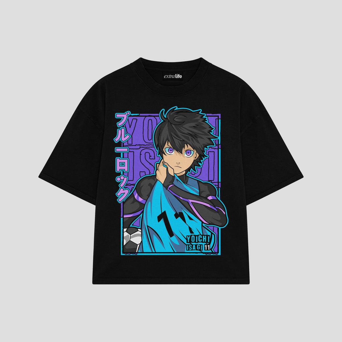 Playera streetwear premium de anime y gaming ExtraLife MX, corte oversized drop shoulder ligero y fresco en color Deep Black y Off-White, moda urbana mexicana de culto.