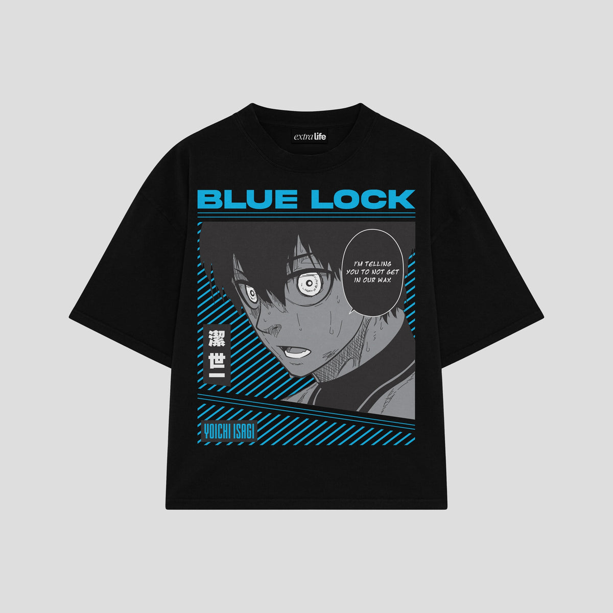 Playera streetwear premium de anime y gaming ExtraLife MX, corte oversized drop shoulder ligero y fresco en color Deep Black y Off-White, moda urbana mexicana de culto.