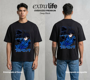La Prision del Gol | El Arma Perfecta #00318 - Playera Oversized Premium | Deep Black - Foto en modelo