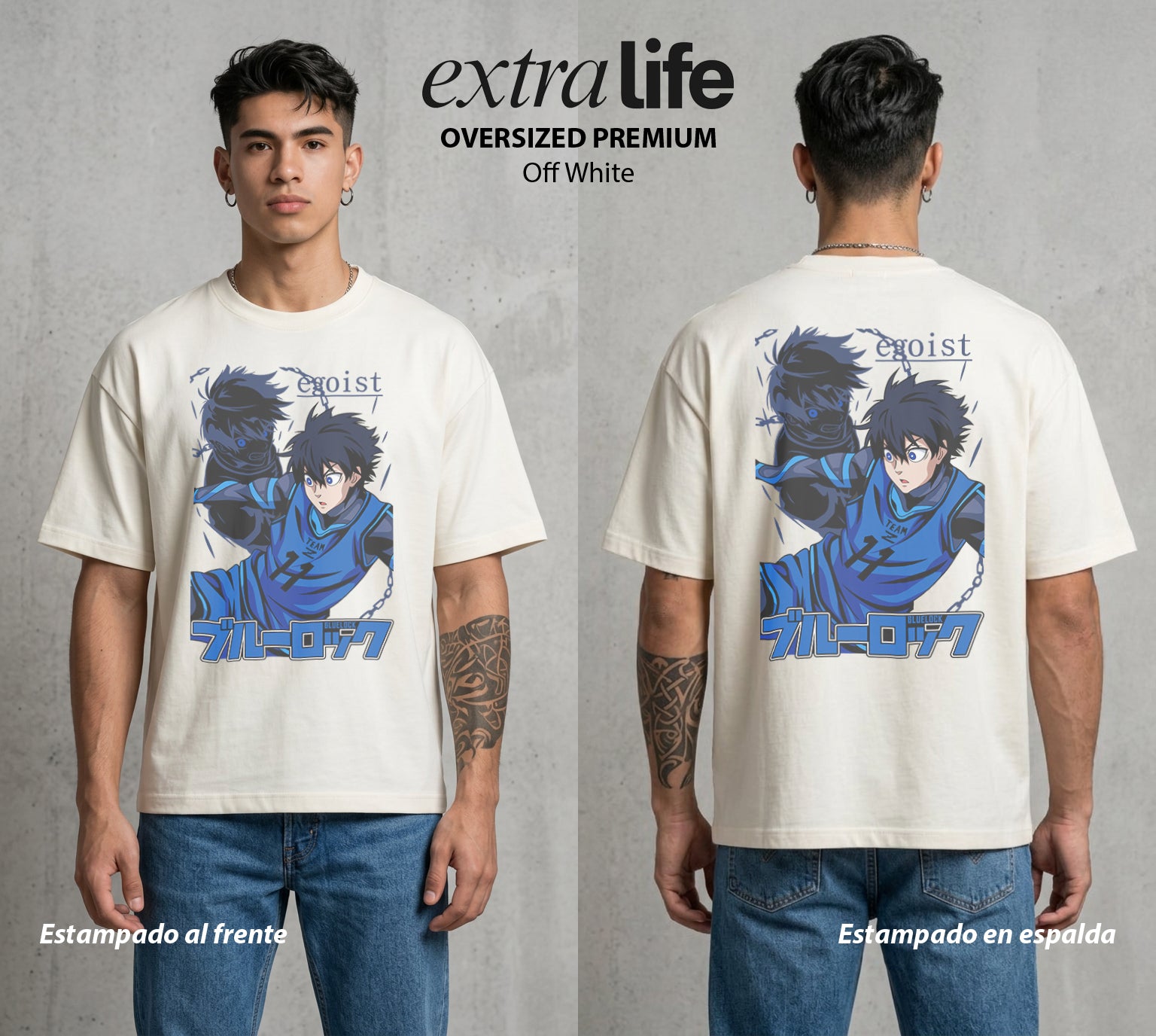 La Prision del Gol | El Arma Perfecta #00318 - Playera Oversized Premium | Off White - Foto en modelo