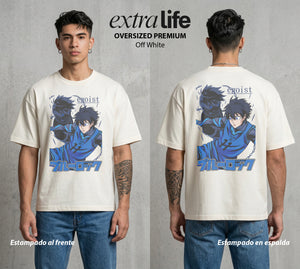 La Prision del Gol | El Arma Perfecta #00318 - Playera Oversized Premium | Off White - Foto en modelo