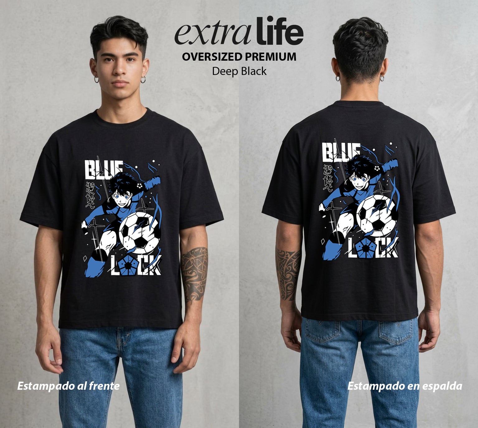 La Prision del Gol | El Instinto del Gol #00319 - Playera Oversized Premium | Deep Black - Foto en modelo