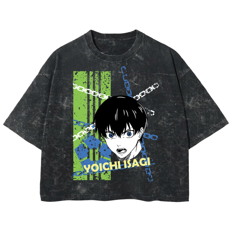 Playera streetwear premium de anime y gaming ExtraLife MX, corte boxy deluxe mineral wash heavyweight en color Acid Wash, moda urbana mexicana de culto.