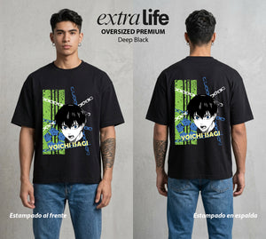 La Prision del Gol | El Depredador del Gol #00320 - Playera Oversized Premium | Deep Black - Foto en modelo