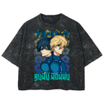 Playera streetwear premium de anime y gaming ExtraLife MX, corte boxy deluxe mineral wash heavyweight en color Acid Wash, moda urbana mexicana de culto.