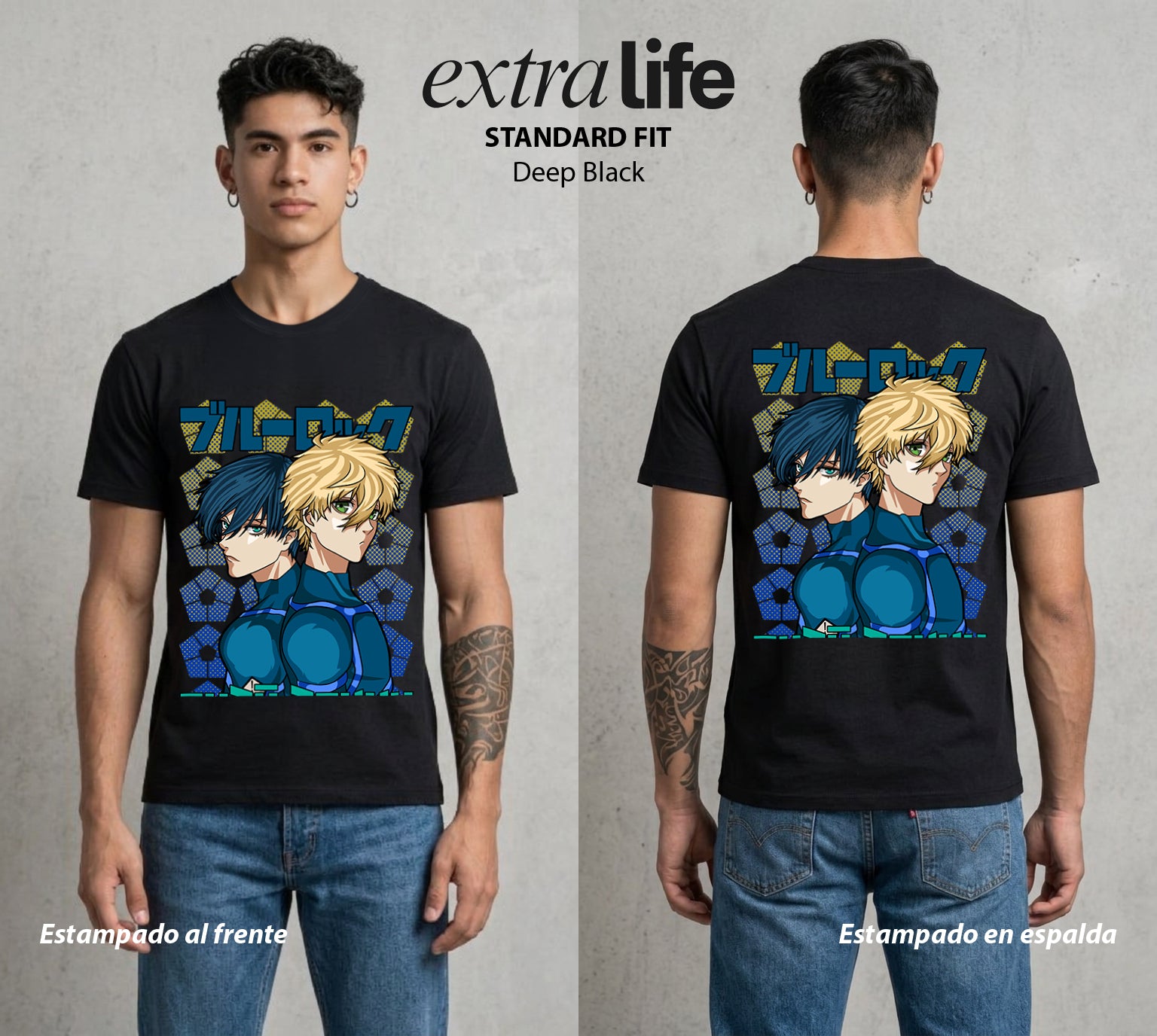 La Prision del Gol | Blue Lock Yoichi X #00322 - Playera Standard Fit | Deep Black - Foto en modelo