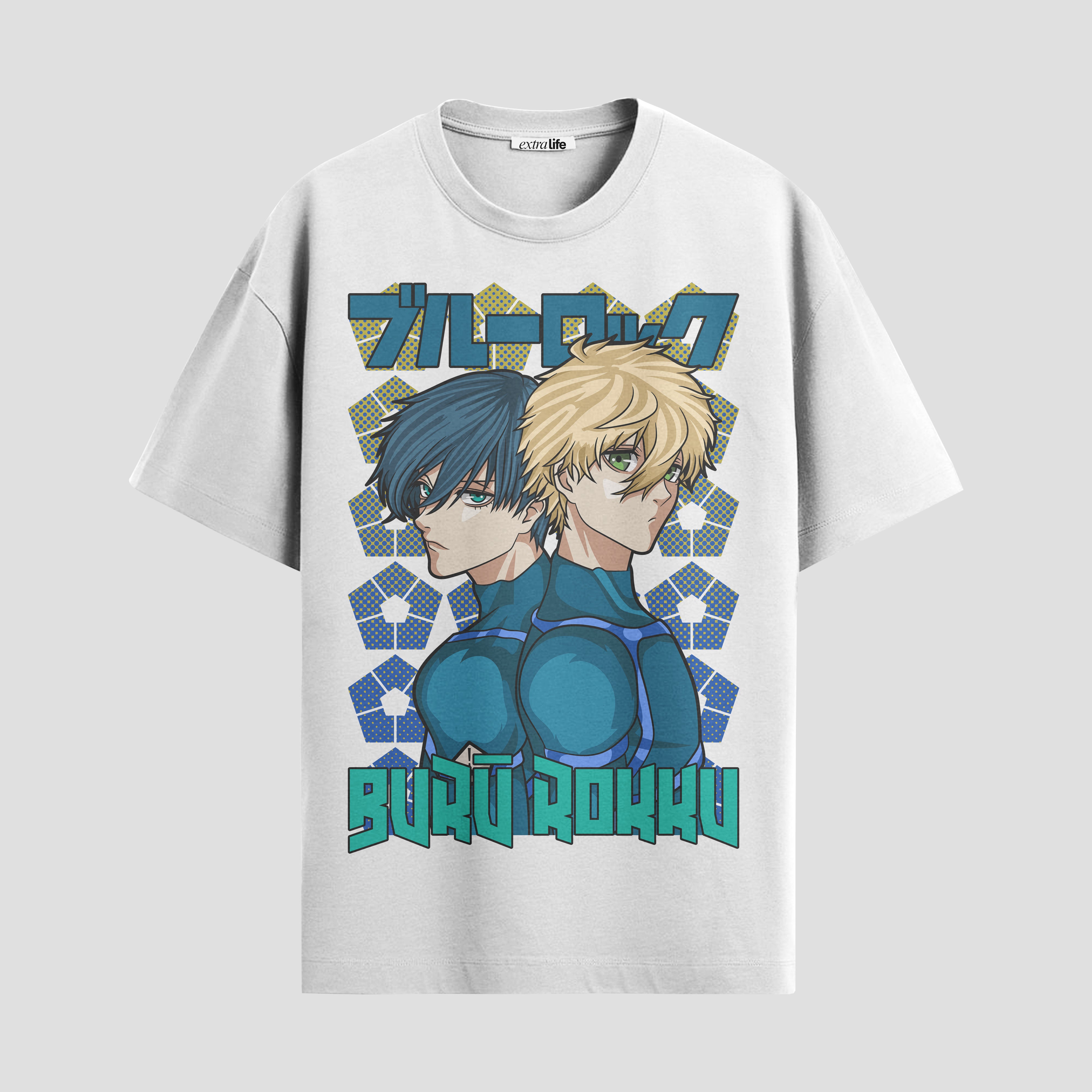 Playera urbana de anime y gaming ExtraLife MX, corte Standard Fit unisex ligero y transpirable en color Deep Black y Pure White, ropa de uso diario para gym y casual.