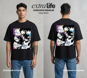 La Prision del Gol | Blue Lock #00323 - Playera Oversized Premium | Deep Black - Foto en modelo
