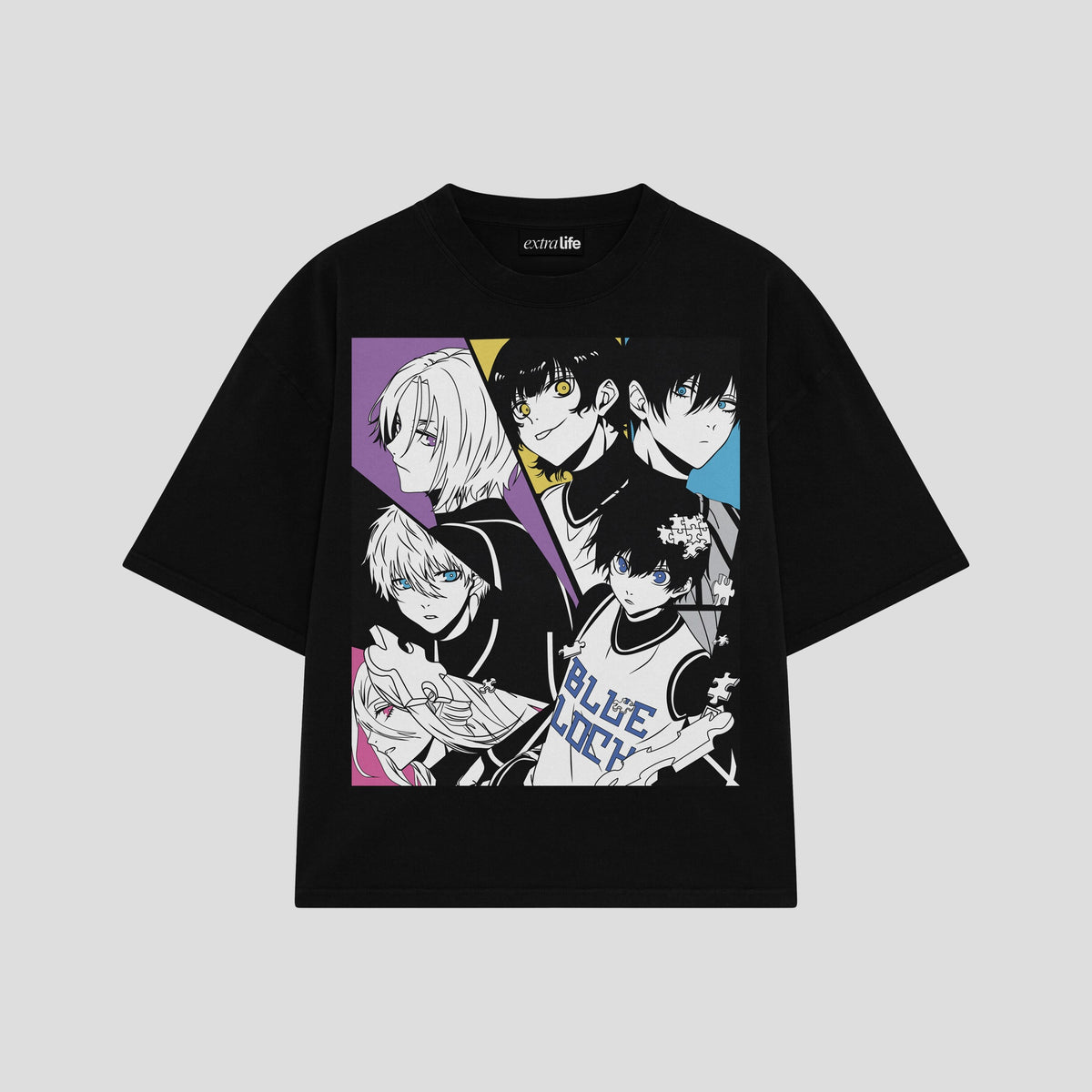 Playera streetwear premium de anime y gaming ExtraLife MX, corte oversized drop shoulder ligero y fresco en color Deep Black y Off-White, moda urbana mexicana de culto.