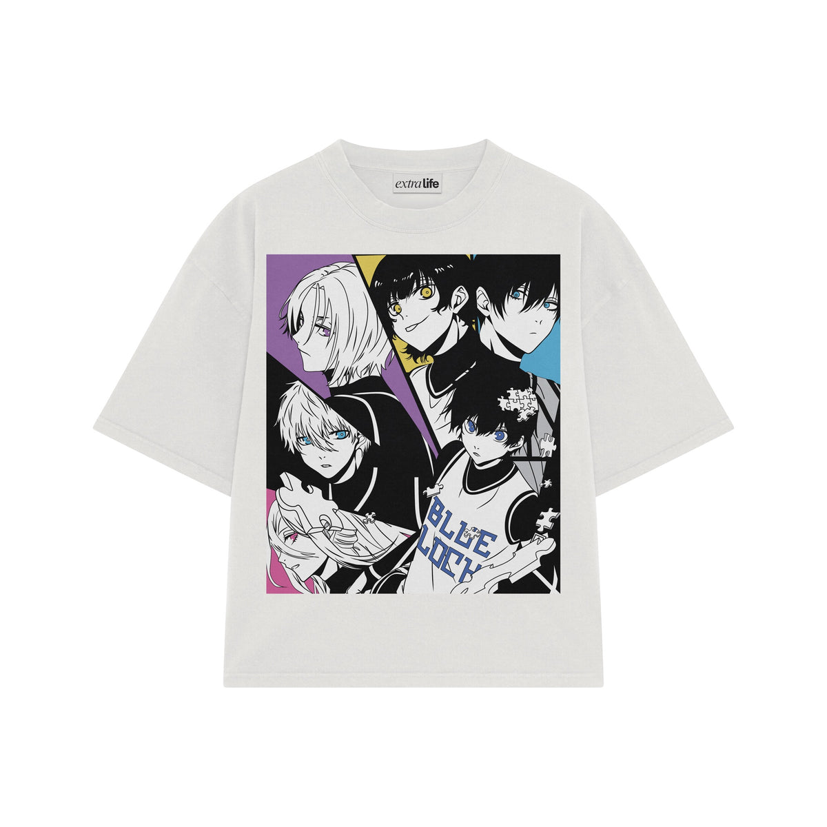 Playera streetwear premium de anime y gaming ExtraLife MX, corte oversized drop shoulder ligero y fresco en color Deep Black y Off-White, moda urbana mexicana de culto.