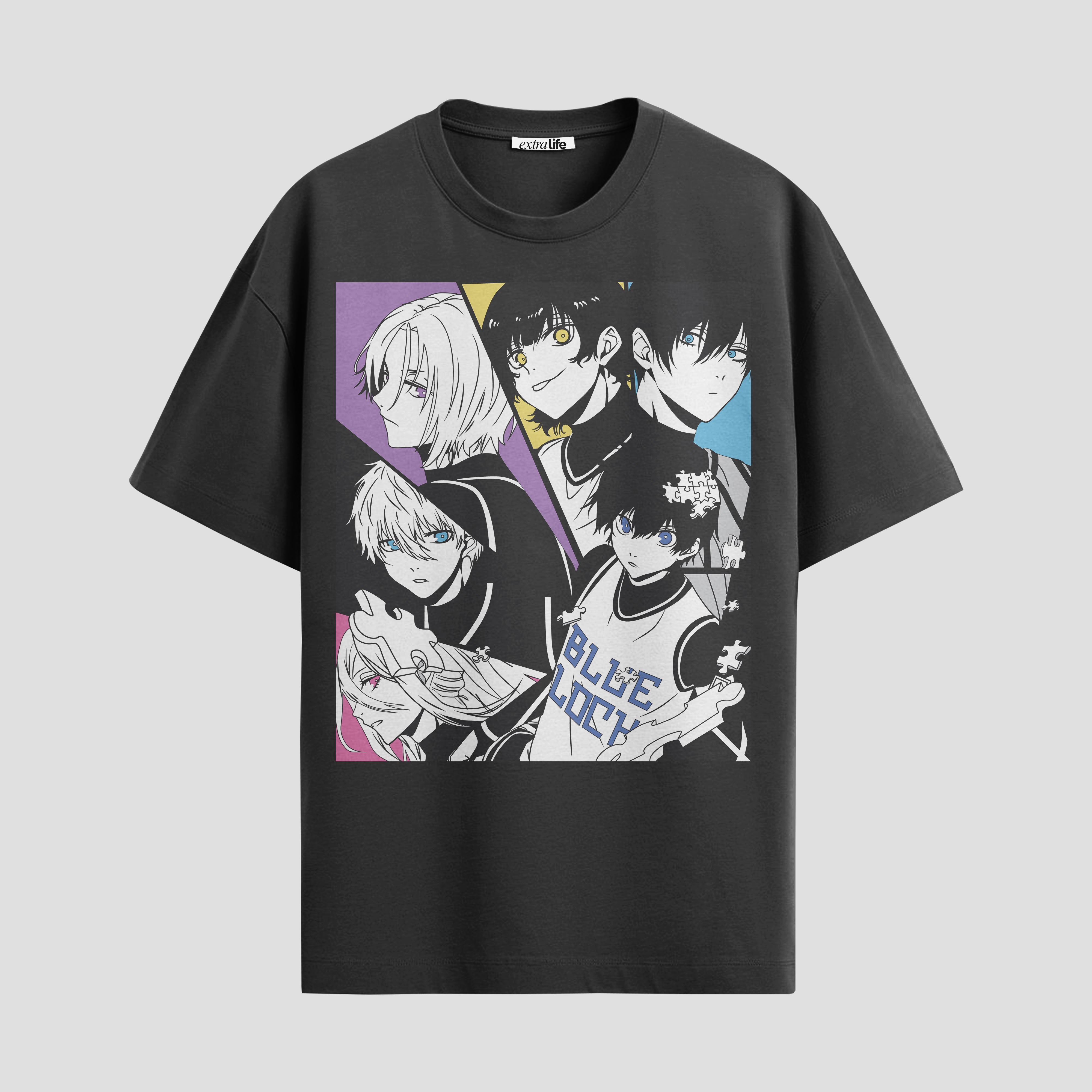 Playera urbana de anime y gaming ExtraLife MX, corte Standard Fit unisex ligero y transpirable en color Deep Black y Pure White, ropa de uso diario para gym y casual.