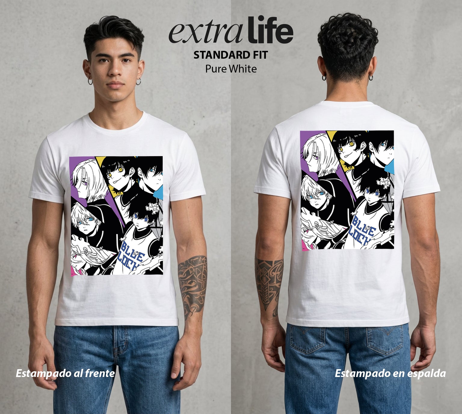 La Prision del Gol | Blue Lock #00323 - Playera Standard Fit | Pure White - Foto en modelo