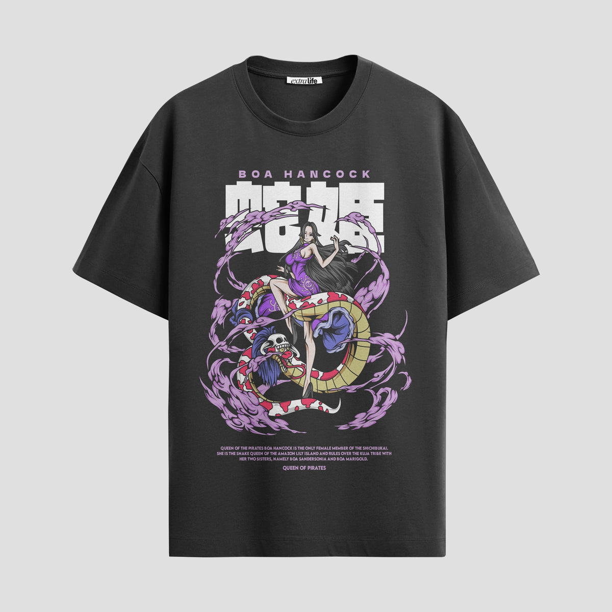 Playera urbana de anime y gaming ExtraLife MX, corte Classic Premium unisex ligero y transpirable en color Deep Black y Pure White, ropa de uso diario para gym y casual.