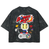 Playera streetwear premium de anime y gaming ExtraLife MX, corte boxy deluxe mineral wash heavyweight en color Acid Wash, moda urbana mexicana de culto.