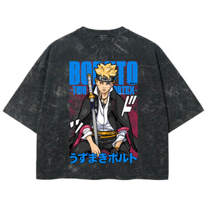 Playera streetwear premium de anime y gaming ExtraLife MX, corte boxy deluxe mineral wash heavyweight en color Acid Wash, moda urbana mexicana de culto.