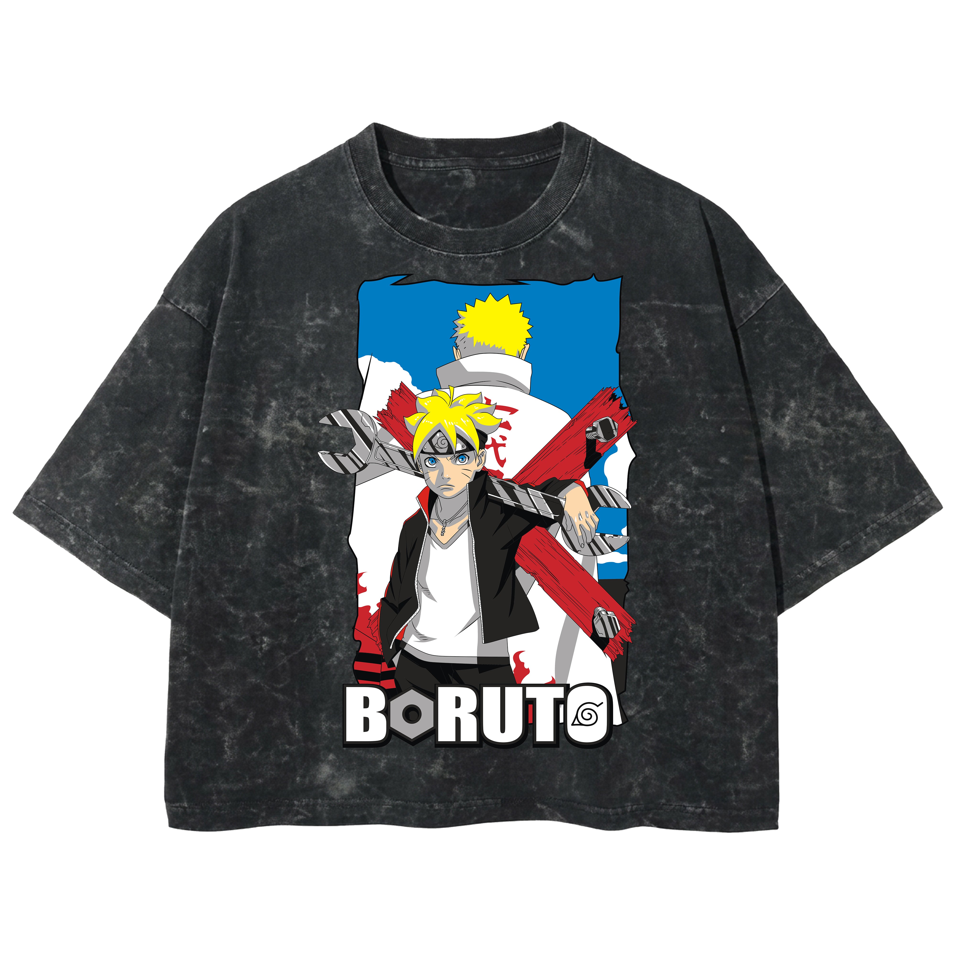 Playera streetwear premium de anime y gaming ExtraLife MX, corte boxy deluxe mineral wash heavyweight en color Acid Wash, moda urbana mexicana de culto.