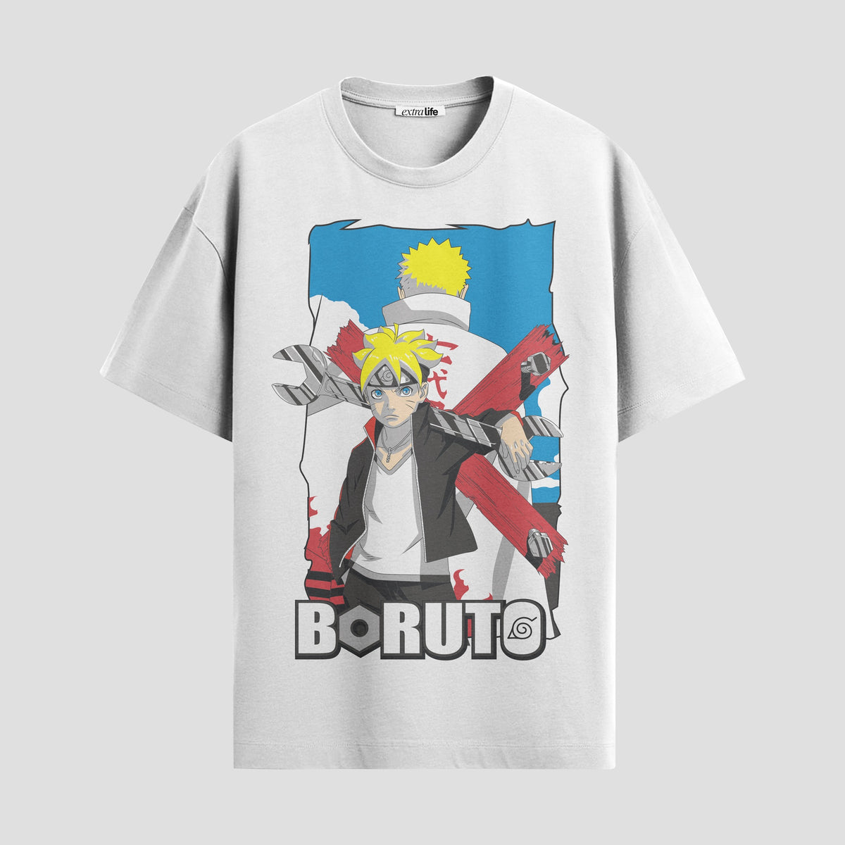 Playera urbana de anime y gaming ExtraLife MX, corte Classic Premium unisex ligero y transpirable en color Deep Black y Pure White, ropa de uso diario para gym y casual.