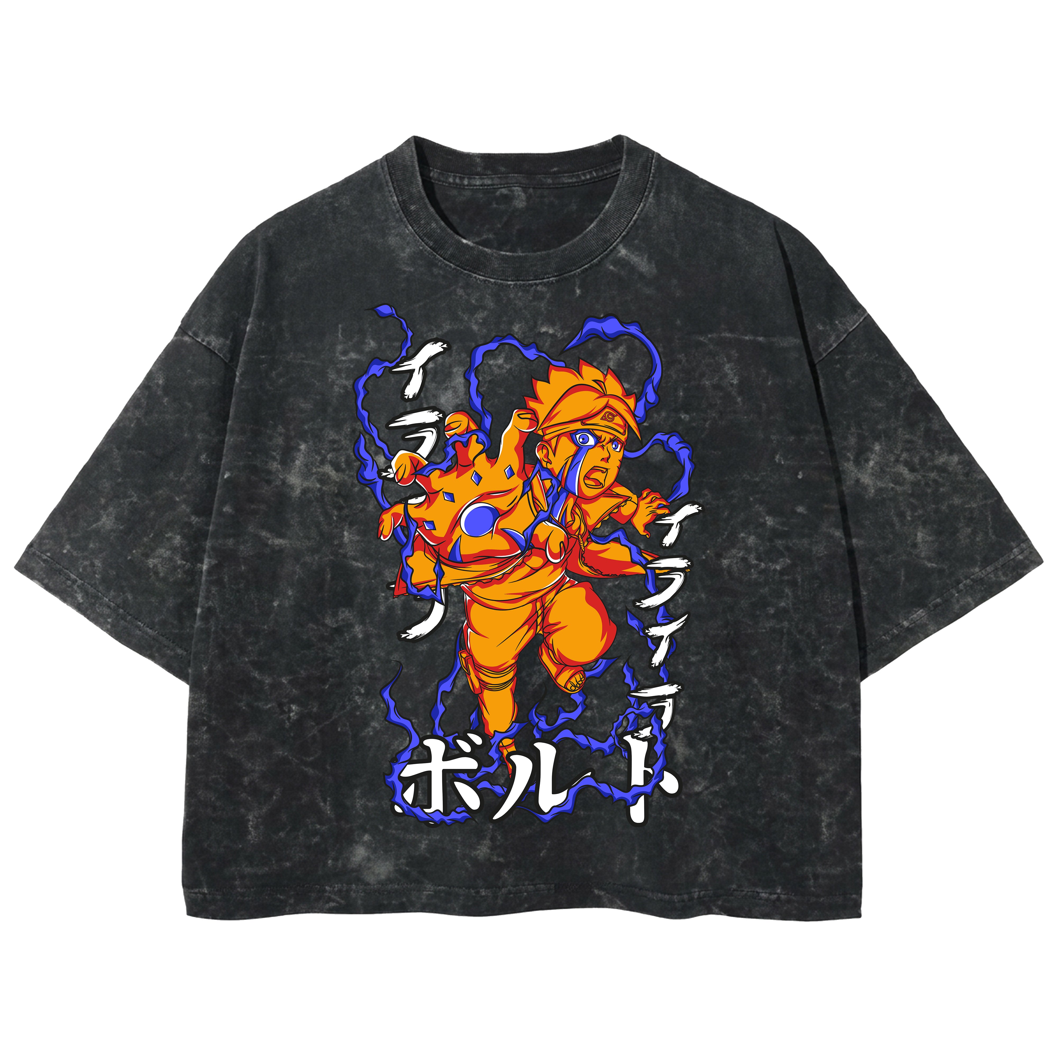 Playera streetwear premium de anime y gaming ExtraLife MX, corte boxy deluxe mineral wash heavyweight en color Acid Wash, moda urbana mexicana de culto.
