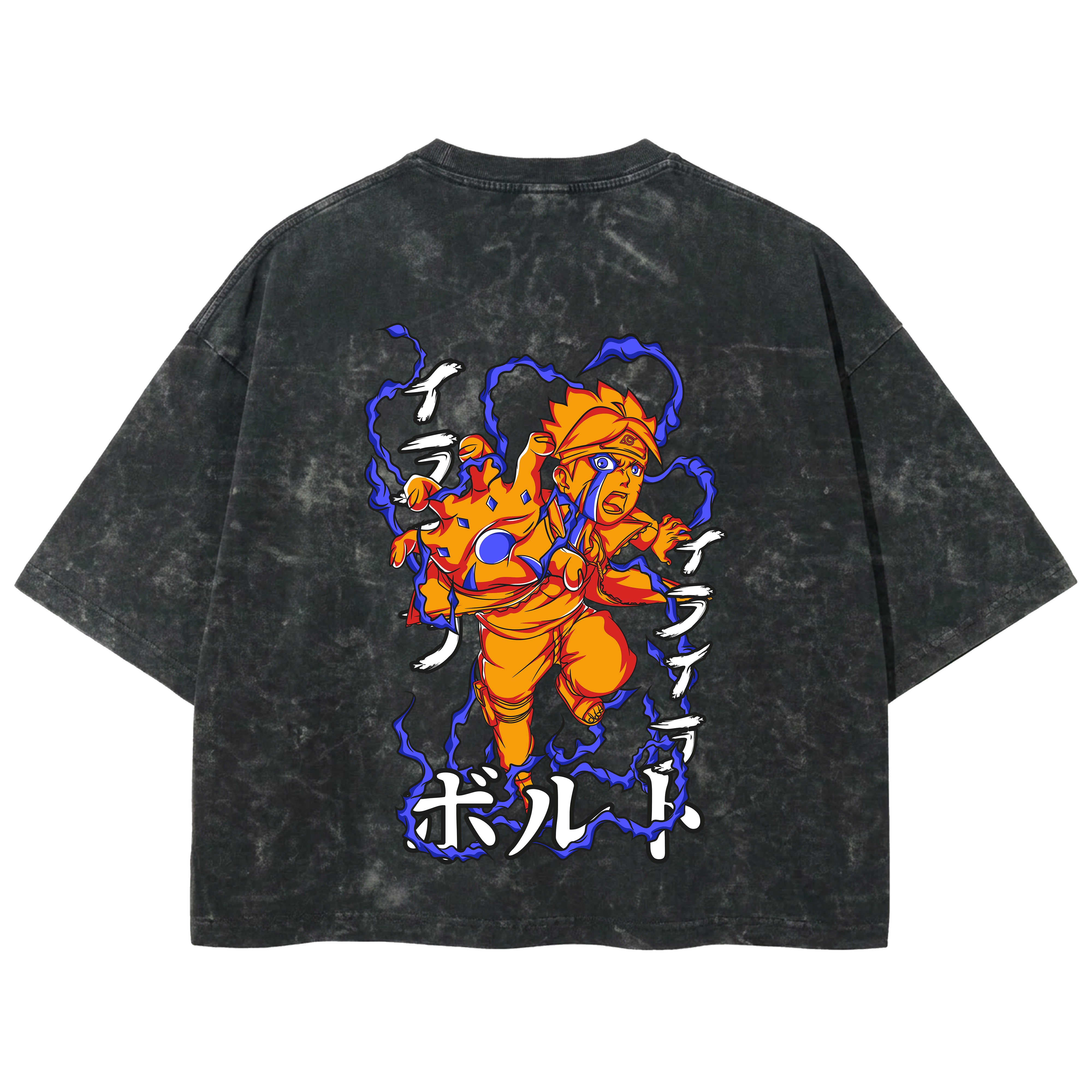Playera streetwear premium de anime y gaming ExtraLife MX, corte boxy deluxe mineral wash heavyweight en color Acid Wash, moda urbana mexicana de culto.