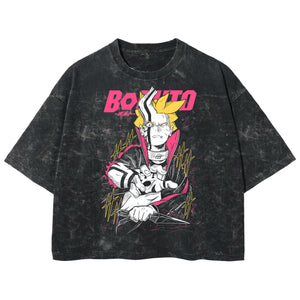 Playera streetwear premium de anime y gaming ExtraLife MX, corte boxy deluxe mineral wash heavyweight en color Acid Wash, moda urbana mexicana de culto.