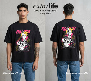 La Aldea Oculta | El Hijo del Hokage #00336 - Playera Oversized Premium | Deep Black - Foto en modelo