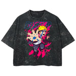 Playera streetwear premium de anime y gaming ExtraLife MX, corte boxy deluxe mineral wash heavyweight en color Acid Wash, moda urbana mexicana de culto.