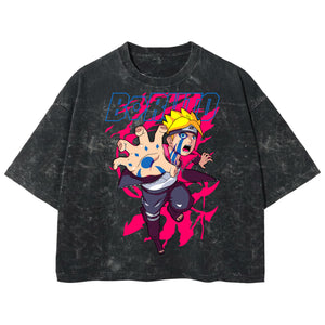 Playera streetwear premium de anime y gaming ExtraLife MX, corte boxy deluxe mineral wash heavyweight en color Acid Wash, moda urbana mexicana de culto.
