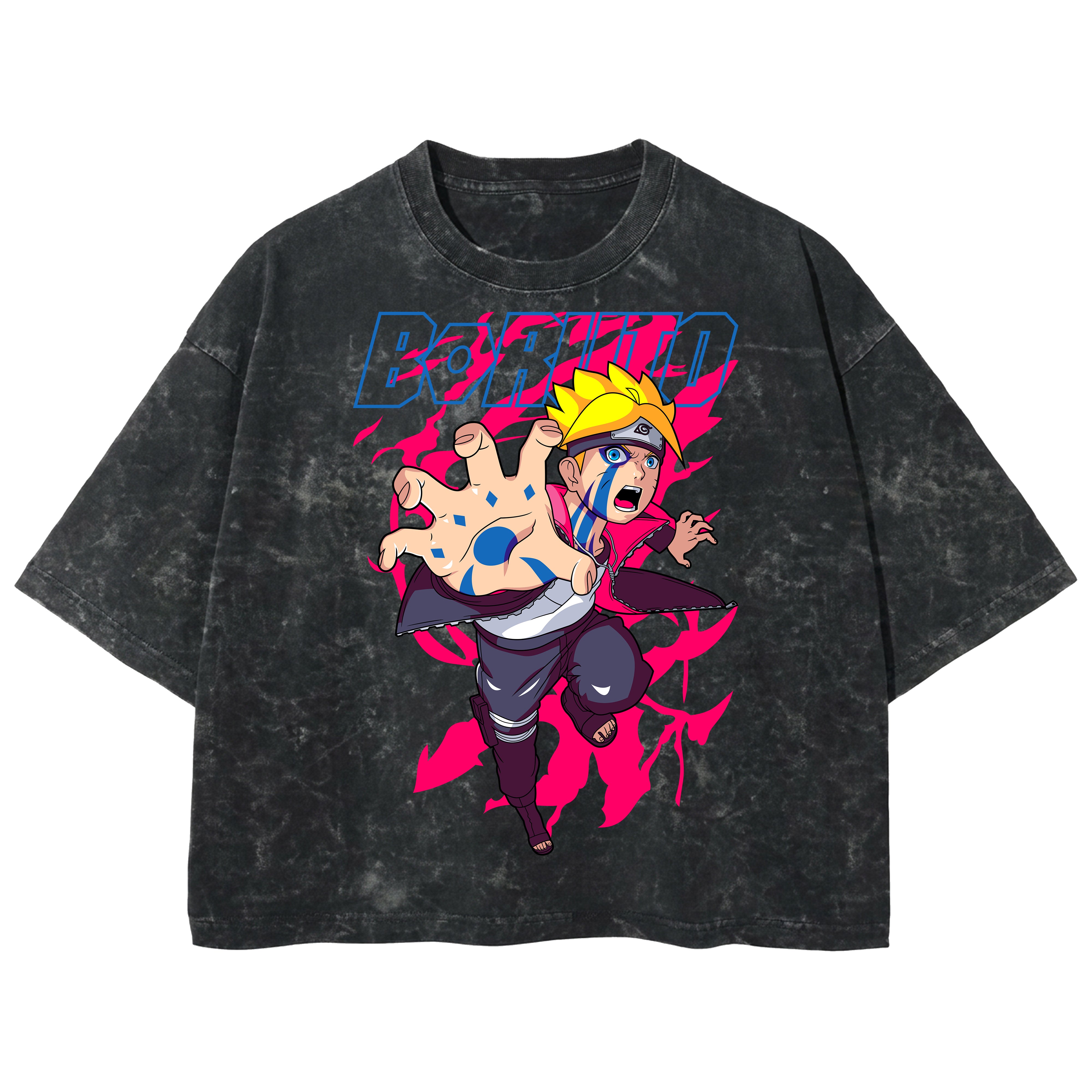 Playera streetwear premium de anime y gaming ExtraLife MX, corte boxy deluxe mineral wash heavyweight en color Acid Wash, moda urbana mexicana de culto.