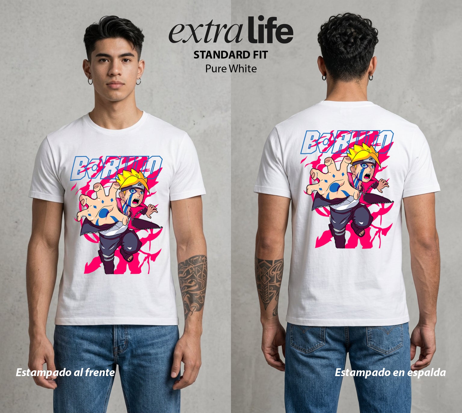 La Aldea Oculta | El Legado Ninja #00337 - Playera Standard Fit | Pure White - Foto en modelo